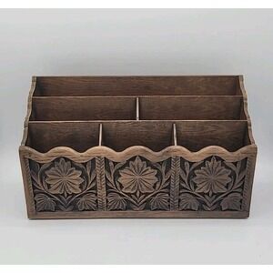 Lerner Plastic Faux Wood Desk Organizer 6 Compartment